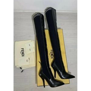 Fendi Black Leather Boots Size 39